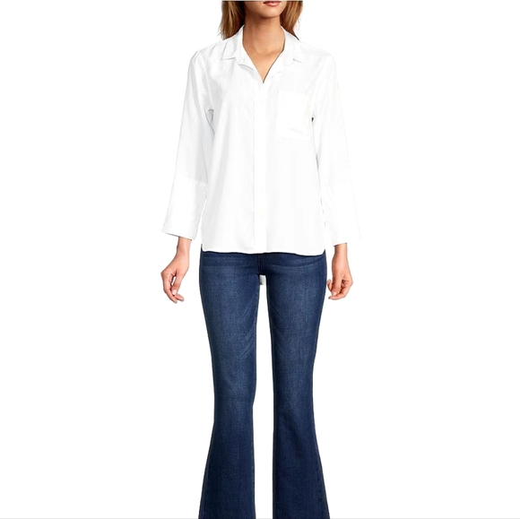 Chelsea & Violet Tencel Point Collar 3/4 Sleeve Shirttail Hem Button Front Shirt - Picture 7 of 7